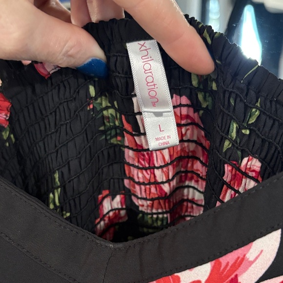 Xhilaration Black Dress with Pink Floral Design - Picture 2 of 3